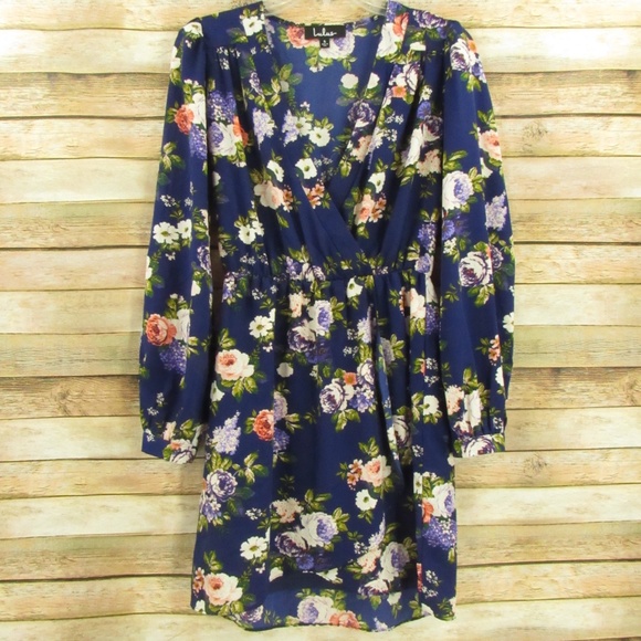 Lulus Dresses & Skirts - Lulu's Purple Floral Criss-Cross Front Dress S